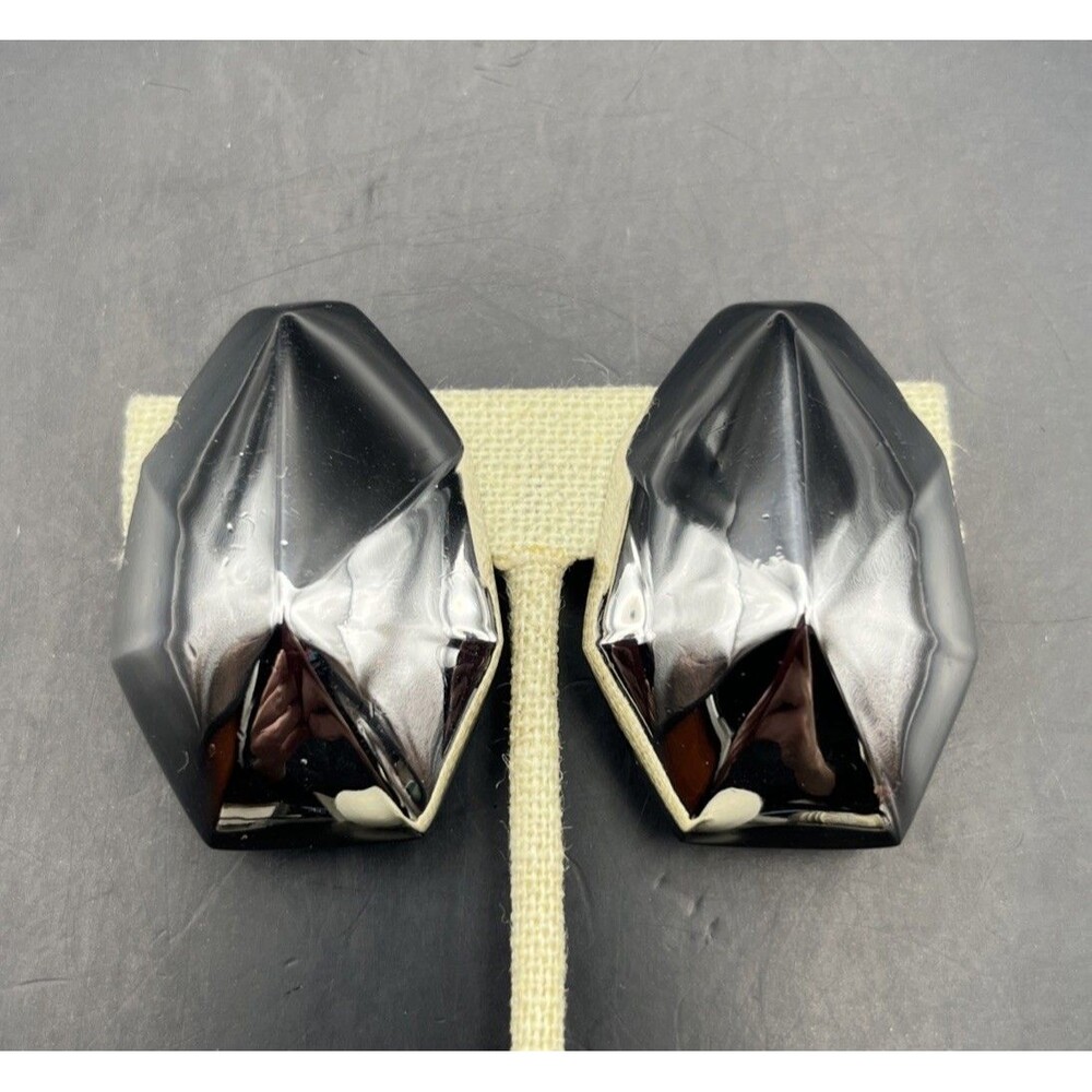 Alexis Kirk Earrings Clip On Large Big Silver Tone Runway Style 80s Bold Vintage